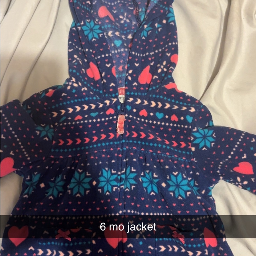 Colorful Baby Jacket with Heart and Snowflake Patterns